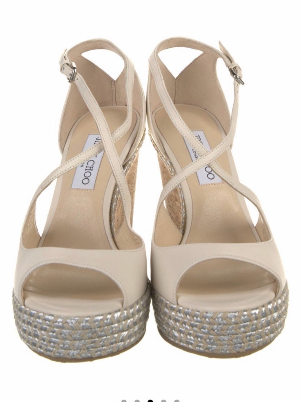 Jimmy Choo Cream Leather Wedge Spadrilles